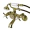 Kingston Brass KS286AB Wall Mount Clawfoot Tub Faucet with Hand Shower, Antique Brass KS286AB - alternate 1